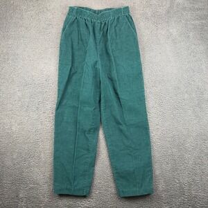 Vtg Bend Over Teal Corduroy Pants Women's Size 12 Average‎ Elastic Waist Casual